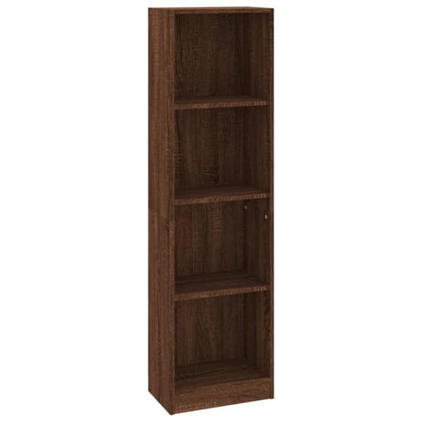 bogreol m. 4 hylder 40x24x143 cm konstrueret træ brunt egetræ