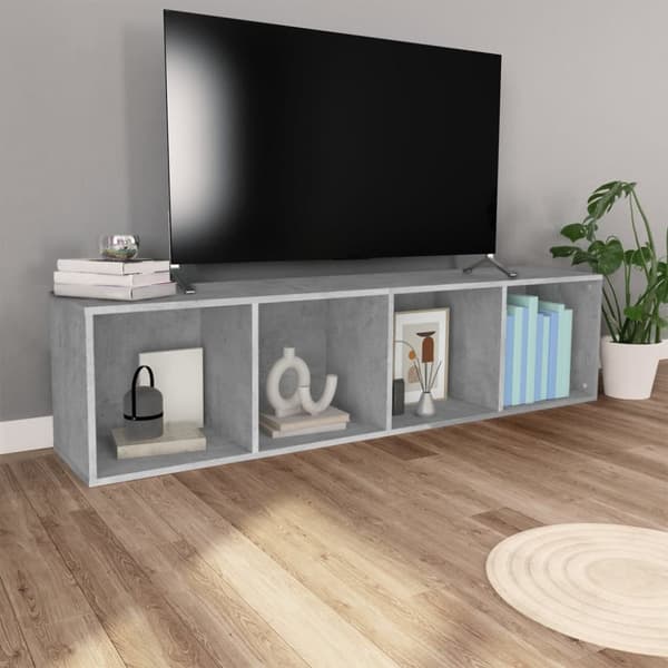 Kirjahylly/TV-taso betoninharmaa 36x30x143 cm tekninen puu
