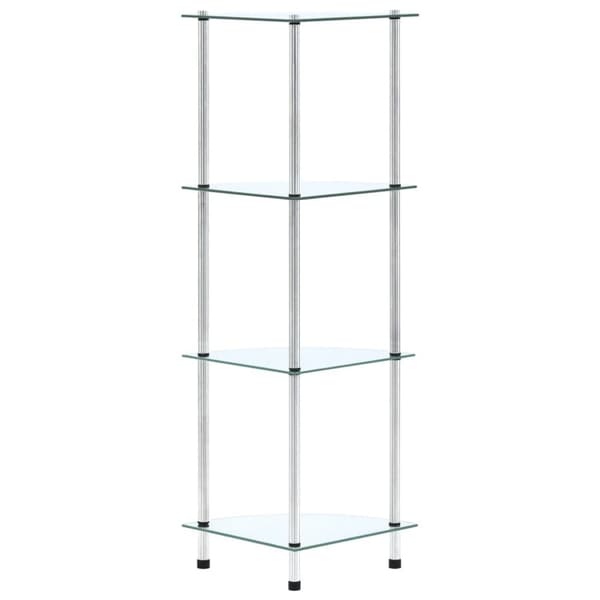 reol 4 hylder 30x30x100 cm hærdet glas transparent