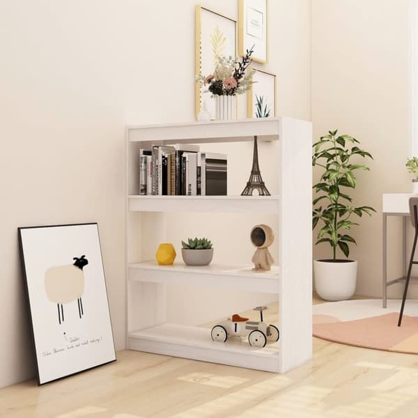 bogreol/rumdeler 100x30x103 cm massivt fyrretræ hvid