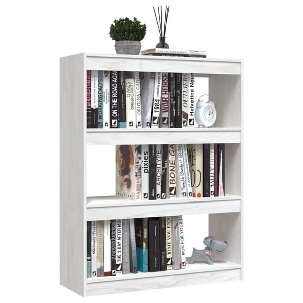 bogreol/rumdeler 100x30x103 cm massivt fyrretræ hvid