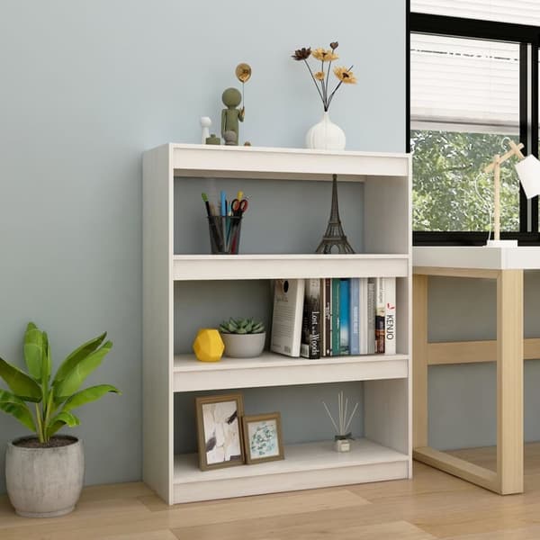 bogreol/rumdeler 100x30x103 cm massivt fyrretræ hvid