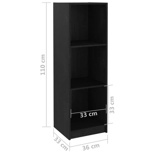 bogreol/rumdeler 36x33x110 cm massivt fyrretræ sort