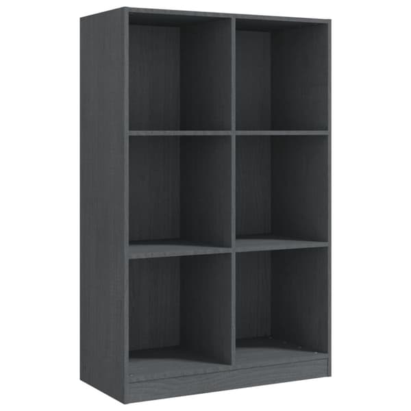 bogreol 70x33x110 cm massivt fyrretræ grå