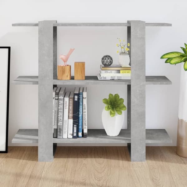bogreol/rumdeler 100x30x87 cm betongrå