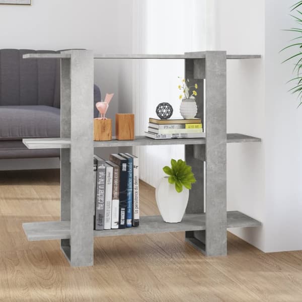 bogreol/rumdeler 100x30x87 cm betongrå