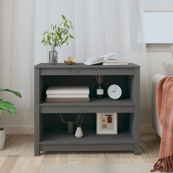 bogreol 80x35x68 cm massivt fyrretræ grå