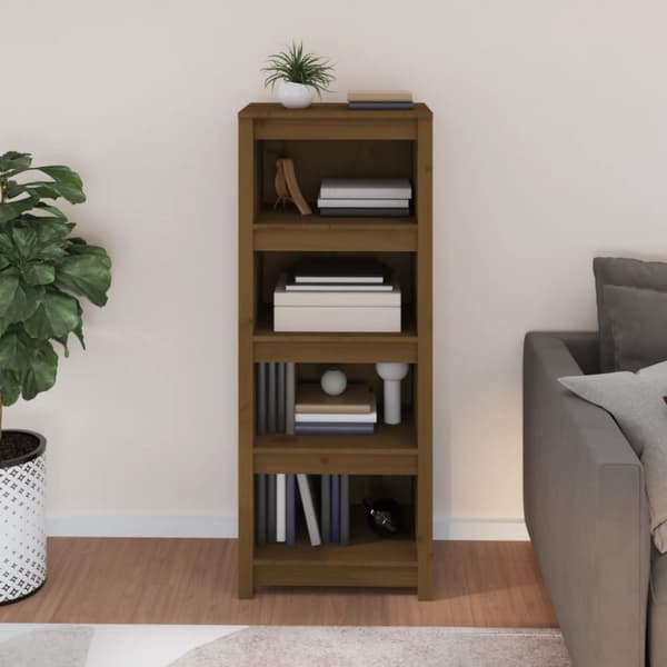 bogreol 50x35x125,5 cm massivt fyrretræ gyldenbrun