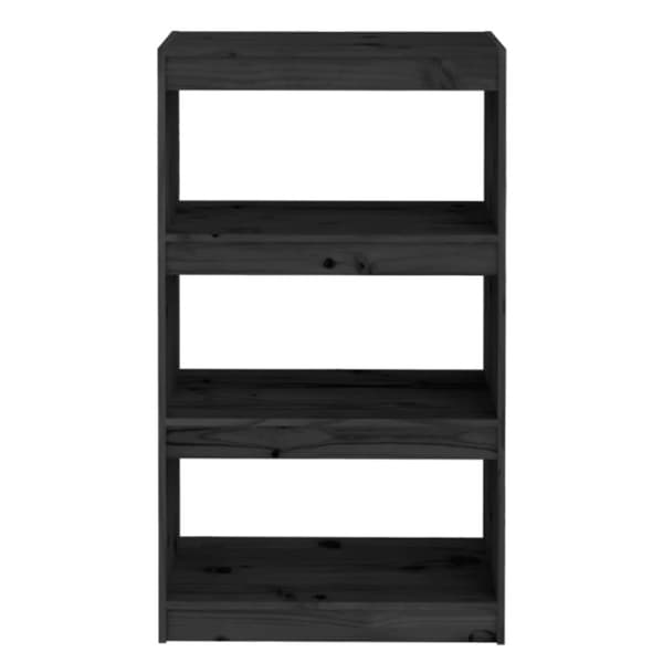 bogreol/rumdeler 60x30x103,5 cm massivt fyrretræ sort