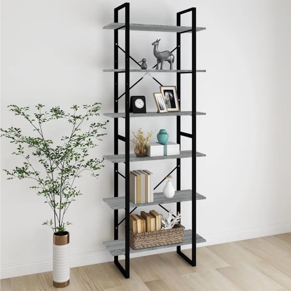 reol 80x30x210 cm konstrueret træ grå sonoma-eg