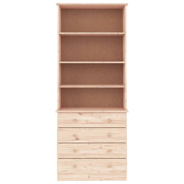 bogreol med skuffer ALTA 77x35x186,5 massivt fyrretræ