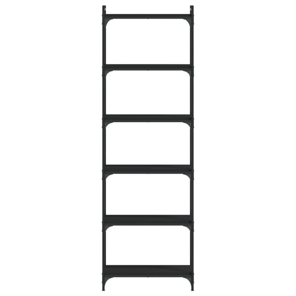 bogreol med 6 hylder 60x30x188 cm konstrueret træ sort