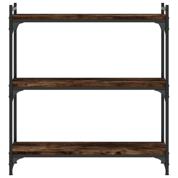 bogreol 3 hylder 80x30x86 cm konstrueret træ røget eg