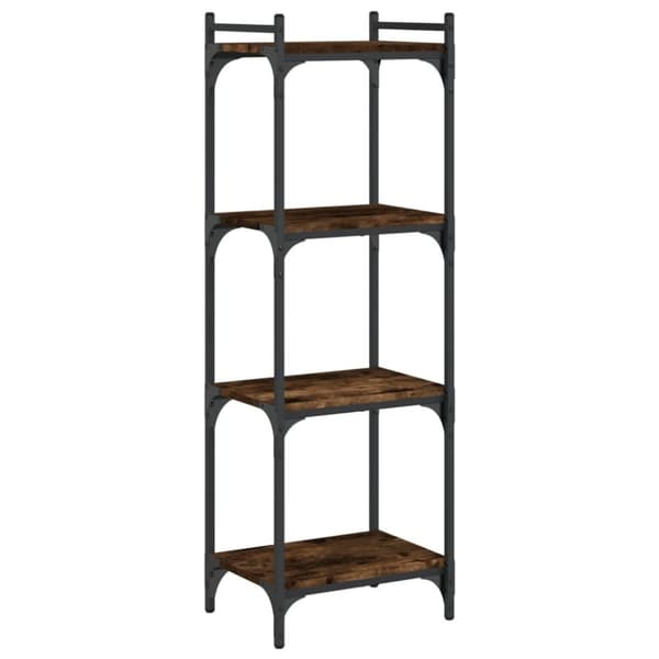 Bokhylla 4 hyllplan rökfärgad ek 40x30x120 cm konstruerat trä
