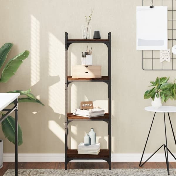 Kirjahylly 4 kerrosta ruskea tammi 40x30x120 cm tekninen puu