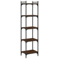 Miniatyrbillede 6 af 10: bogreol 5 hylder 40x30x154 cm konstrueret træ brunt eg