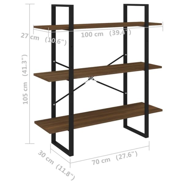 bogreol 100x30x105 cm spånplade sonoma-eg