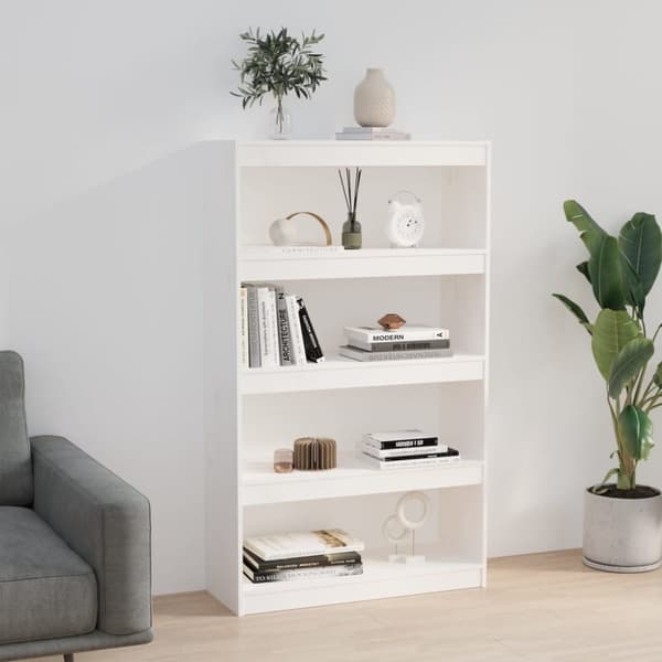 bogskab/rumdeler 80x30x135,5 cm massivt fyrretræ hvid