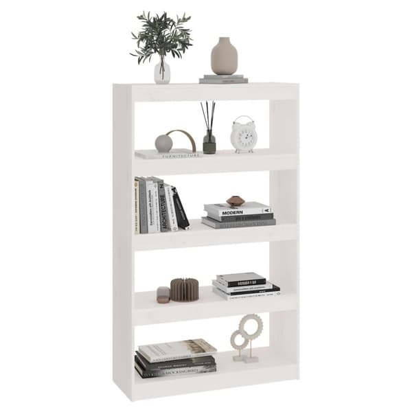 bogskab/rumdeler 80x30x135,5 cm massivt fyrretræ hvid