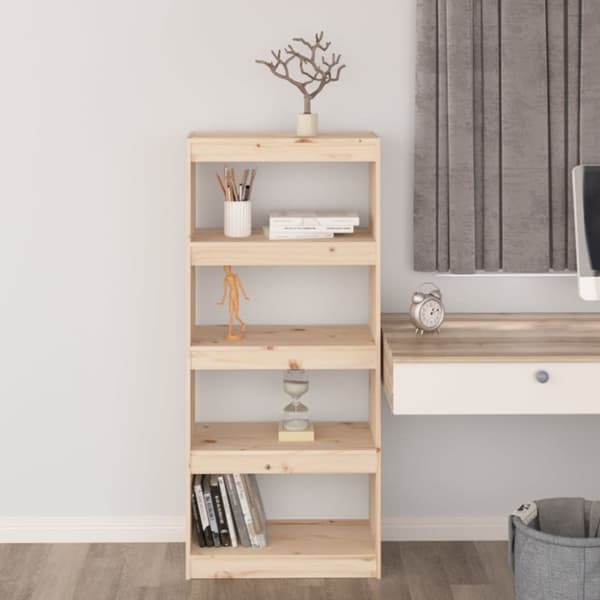 bogreol/rumdeler 60x30x135,5 cm massivt fyrretræ