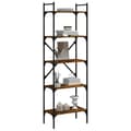 Miniatyrbillede 3 af 10: bogreol med 5 hylder 56x31,5x174 cm konstrueret træ røget eg