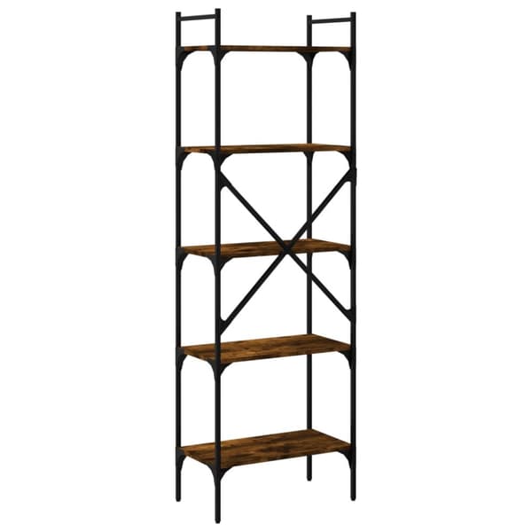 bogreol med 5 hylder 56x31,5x174 cm konstrueret træ røget eg