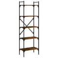 Miniatyrbillede 2 af 10: bogreol med 5 hylder 56x31,5x174 cm konstrueret træ røget eg