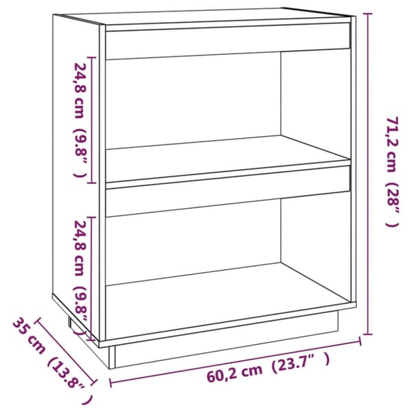 bogreol 60x35x71 cm massivt fyrretræ sort