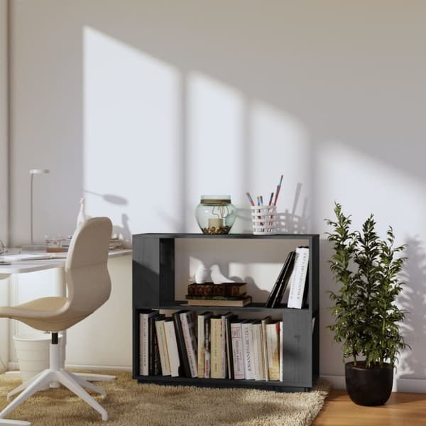Kirjahylly/tilanjakaja harmaa 80x25x70 cm täysi mänty