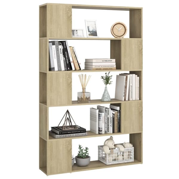 bogreol/rumdeler 100x24x155 cm konstrueret træ sonoma-eg