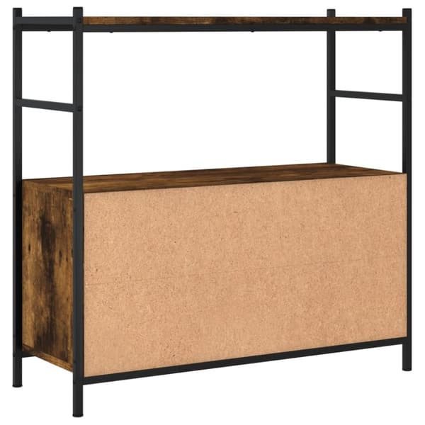 bogreol 80x30x78,5 cm konstrueret træ og jern røget egetræ