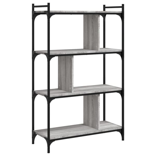 bogreol 76x32x123 cm 4 hylder konstrueret træ grå sonoma-eg