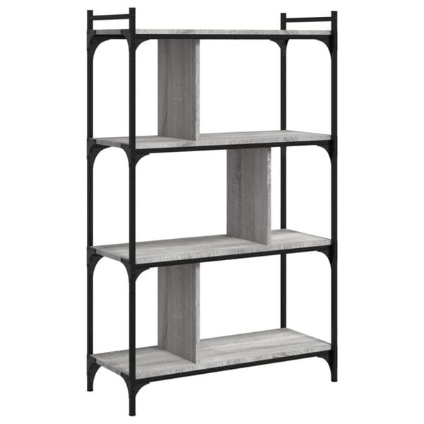 bogreol 76x32x123 cm 4 hylder konstrueret træ grå sonoma-eg