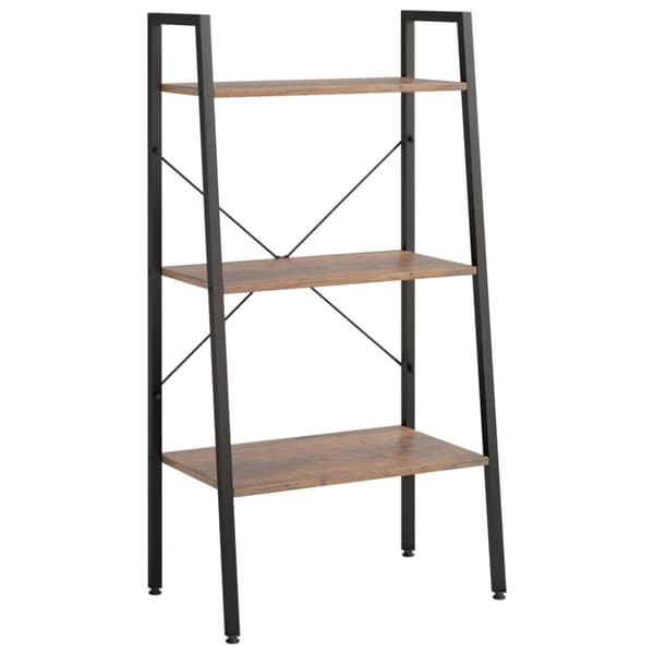 stigereol med 3 hylder 56x35x108 cm mørkebrun og sort