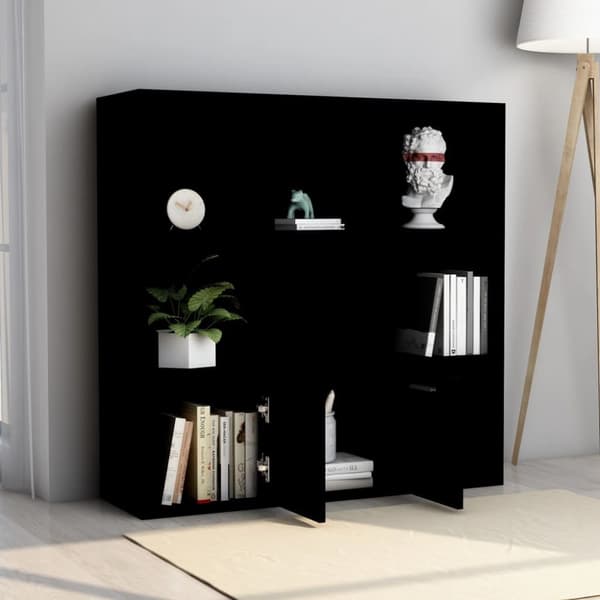 bogreol 98x30x98 cm konstrueret træ sort