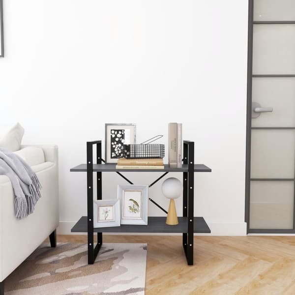 bogreol med 2 hylder 80x30x70 cm massivt fyrretræ grå