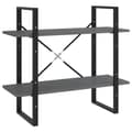 Miniatyrbillede 2 af 9: bogreol med 2 hylder 80x30x70 cm massivt fyrretræ grå