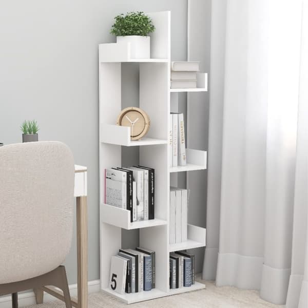 bogreol 48x25,5x140 cm konstrueret træ hvid