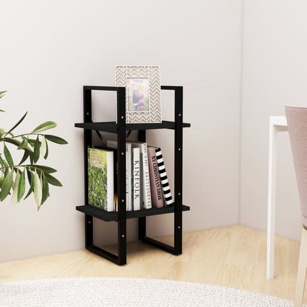 bogreol 40x30x70 cm 2 hylder massivt fyrretræ sort