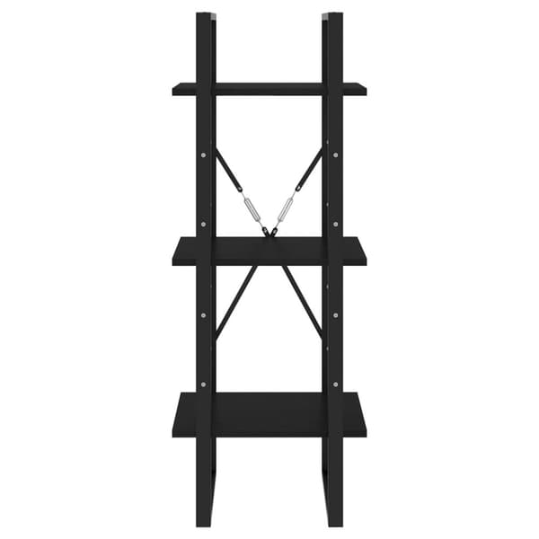 bogreol med 3 hylder 40x30x105 cm massivt fyrretræ sort