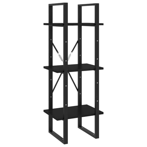 bogreol med 3 hylder 40x30x105 cm massivt fyrretræ sort