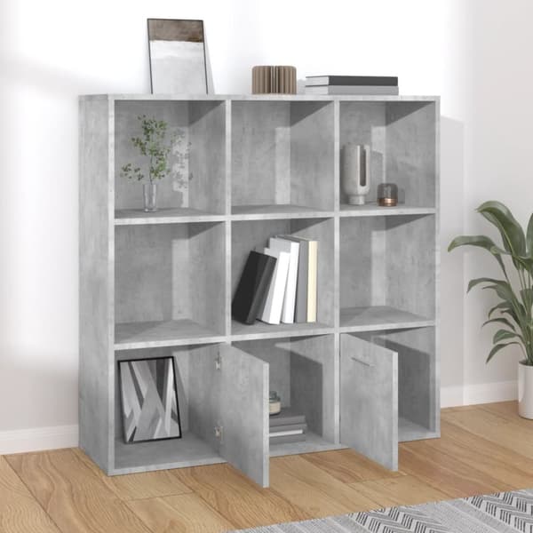 bogreol 98x30x98 cm konstrueret træ betongrå