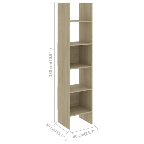 bogreol 40x35x180 cm konstrueret træ sonoma-eg