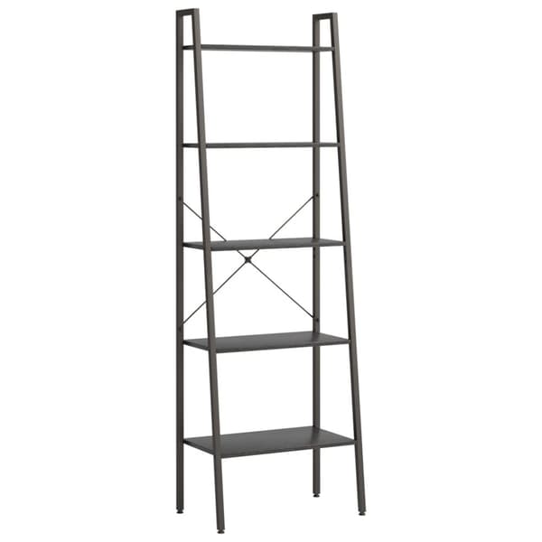 stigereol med 5 hylder 56x35x174 cm sort