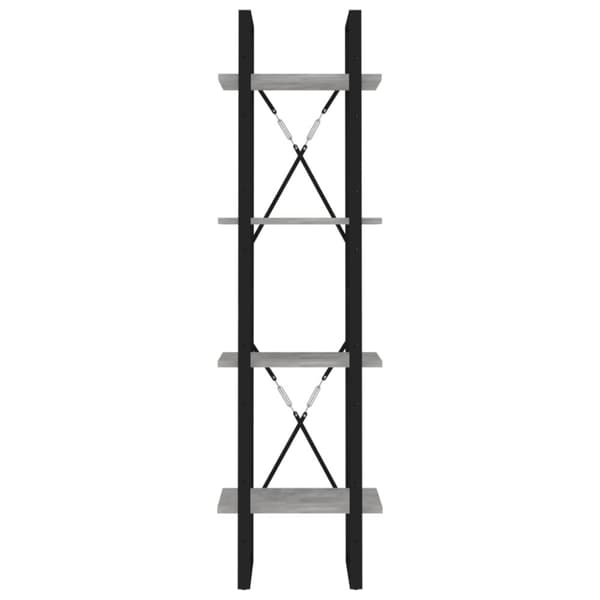 bogreol med 4 hylder 40x30x140 cm konstrueret træ betongrå