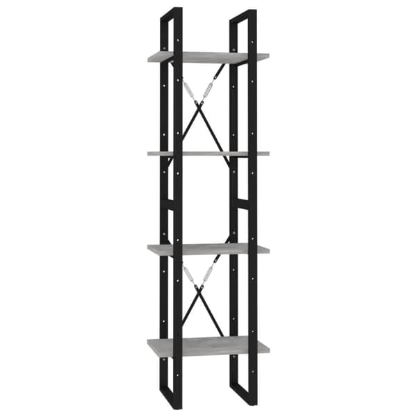 bogreol med 4 hylder 40x30x140 cm konstrueret træ betongrå