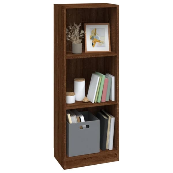 bogreol m. 3 hylder 40x24x109 cm konstrueret træ brunt egetræ