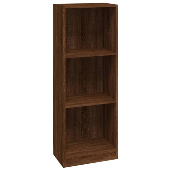 bogreol m. 3 hylder 40x24x109 cm konstrueret træ brunt egetræ