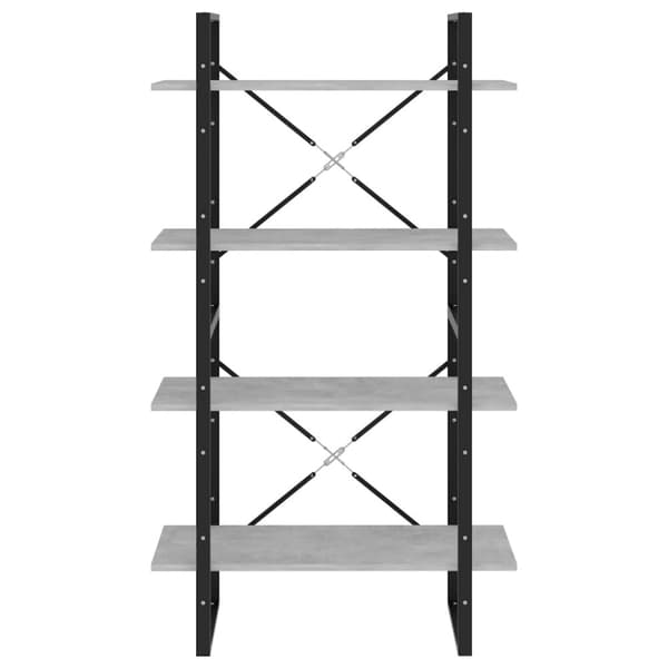 bogreol med 4 hylder 80x30x140 cm konstrueret træ betongrå