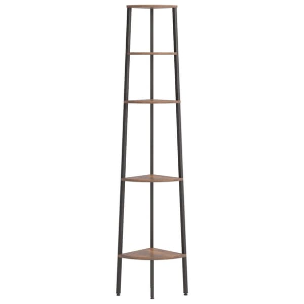 stigereol med 5 hylder 45,5x31,5x180 cm mørkebrun og sort